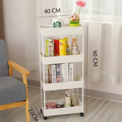 Kệ đựng đồ đa năng 4 tầng có bánh xe đẩy chuyên dụng cho spa phòng tắm bếp chất liệu cao cấp