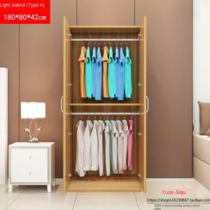 LZ-Simple assembly of solid wood board combination wardrobe wardrobe rental room cabinet IKEA hanger 2 doors 3 doors childrens cabinet