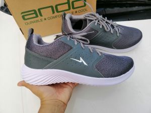 Sepatu Sneakers Ando DERICK Warna Hitam/Abu-Abu Tua Size 38-43 -Sepatu Ando Model Terbaru