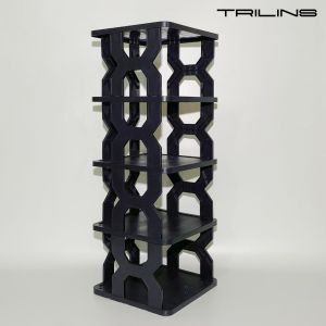 RAK SEPATU X KOREA Plastik Tempat Penyimpanan sandal boneka zig zag kokoh 5 tingkat - TRILINS BLACK BASE