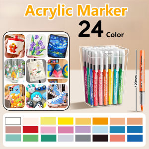 24/36/48Pcs Acrylic Paint Markers Set Large Capacity Ink Durable Straight Liquid Marker Waterproof Stone Quick Drying DIY Drawing Markers Gift