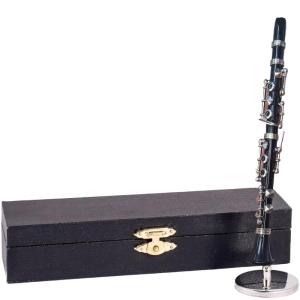 Gold Plated Clarinet Model Miniature Clarinet with Stand and Case Desk Decoration Music Scene Accessory Enduring