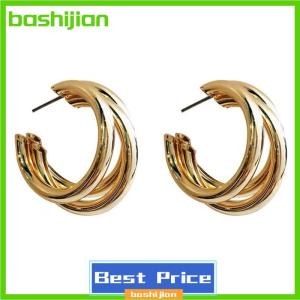 bashijian 1 cặp thiết kế tối thiểu kim loại phóng đại hình học tai Stud Bông tai cho phụ nữ cô gái thời trang khí đồ trang sức bên phụ kiện đơn giản