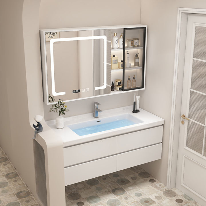 Modern luxury cream wind bathroom cabinet combined with ceramic ...