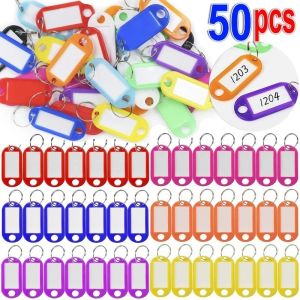 50Pcs Portable Key ID Tags Durable Plastic Key Tags with Split Ring Colorful Keychain Key Tags