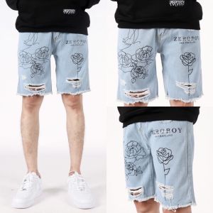 ZEROBOY - DENIM SHORTS “กางเกงยีนส์ขาสั้นงานสกรีน”