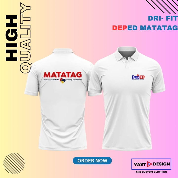 High Quality Premium Drifit White Polo Shirt With Deped Matatag Logo Dtf Print Lazada Ph 1264