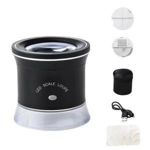 30X Portable Cylinder Rechargeable Magnifier LED UV Light with Angle Scoring Plate Cross Scoring Plate for Jewelry Appreciation2026