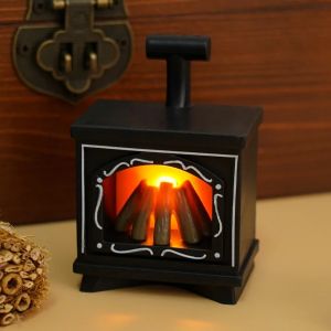 FFBH LED luminous fireplace model retro New Yearwinter Christmas Halloween gift DIY accessories home decoration girl Q8H3K