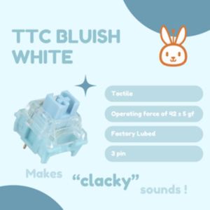 ⚡[Local Seller/INSTOCK]⚡ TTC Bluish White Silent Tactile Switches Custom Mechanical Keyboard Hotswap | 1 qty = 5 switches