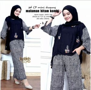 Setelan Wanita Nalini Set Hitam Kombi COLET Batik Cap Rayon Samitex | Setelan Wanita| BATIK CAP COLET | RAYON SAMITEX | Premium Quality | COD