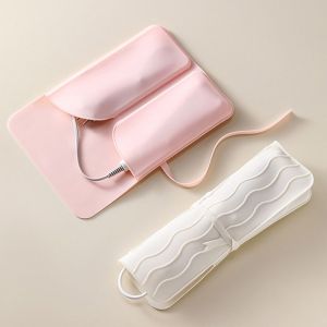STARGOODS 2 in 1 Hair Curler Storage Bag Silicone Folding Heat Resistant Mat Multifunction Portable Hair Tool Styling Organizer Travel Case