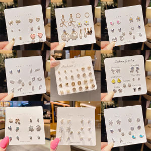 12 Pairs Set of Korean Style Fashion Stud Earrings Women Simple Cute Earrings Se
