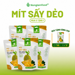 [Mua 5 Tặng 1] Combo 5 Túi Mít Sấy Dẻo NONGLAMFOOD Loại 1 Hàng Chuẩn Xuất Khẩu Túi 45g Dẻo Mềm