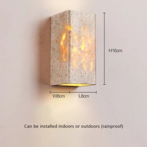 Cave Stone Yellow Travertine Stone Wabi-Sabi Wall Lights Bedroom Room Modern Wall Lamp LED IP65 Outdoor Wall Sconces Home Garden