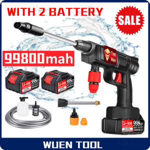 【Ready Stock】998VF 20V Cordless High Pressure Car Wash Gun 60Bar car washer high-capacity Original packaging cordless Electric tool Foam Generator Electric Water Gun Spray Cleaning Automatic Device With 2 Makita Batteries
