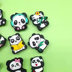 Cute panda animal shoe charms and accessories pvc Soft Rubber diy Accessories: String of Beaded Charms