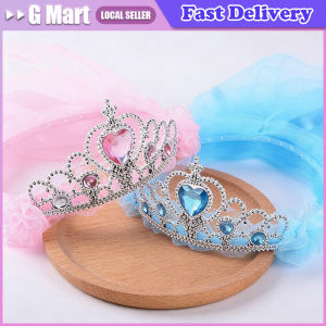 Kids Flower Girls Crowns for Rhinestone with Tulle Veil Romantic Wedding Party Wreath Headpiece Photo Props