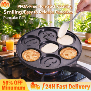 7-Hole Smiley Face Non-Stick Pancake Pan Breakfast Egg Ham Frying Pan for Kids | Ships Today