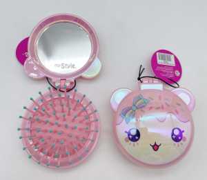 My Style TM 1203 My Style Animal Folding Hairbrush With Mirror - Sisir Lipat Bulat Anak Perempuan