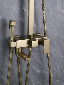 Brushed Gold Shower Set for Home Use Simple and Luxurious Showerhead Bathroom Pressure-Boosting Set with Spray