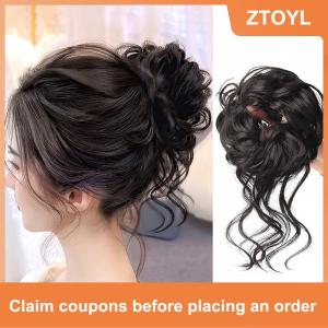 【ZTOYL】 Tổng hợp xoăn Bun lộn xộn Claw chignon Clip đàn hồi tóc scrunchies hairpieces Donut updo tóc miếng đối với phụ nữ