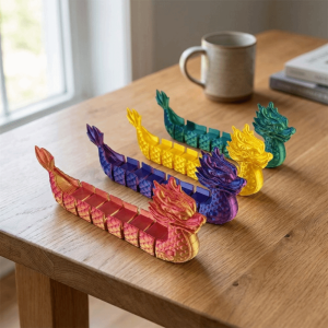 YOUSHI TOP Plastic 3D Printed Dragon Boat Cute Realistic Articulated Chinese Dragon Creative Decorative Simulated Dragon Ornament Dragon Boat Festival