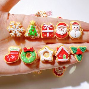 MYTHIS 20PCS Resin Material Resin Figurines Snowflake Shape Flatback Design Snowman Decorations Festive Cartoon Style Cartoon Santa Claus For Scrapbooking