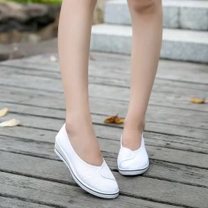 Xinying 100 WomenS Nurse Shoes Odor-Resistant White Wedge Heel Soft Sole Comfortable Shallow Canvas Shoes Breathable