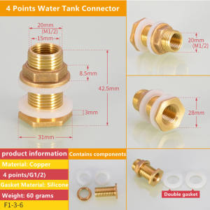 M1/2 M3/4 M1 Solid Brass Water Tank Adapter DN15/DN20/DN25 Fish Tank Drainage Connector