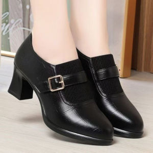 [Free Shipping] 2026 New Spring And Autumn Leather Shoes For Women Comfortable Mom Shoes Deep-Toe Pumps High-Heeled WomenS Shoes