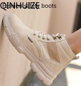 QINHUIZE Labor insurance shoes mens high summer soft bottom work shoes anti-smashing anti-piercing safety lightweight welding steel toe work safety boots construction safety shoes