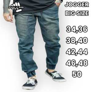 BIG SIZE / CELANA PANJANG JEANS PRIA JOGGER SUPER JUMBO BLACK JAZZ MELAR UKURAN 34 36 38 40 42 44 46 48 50