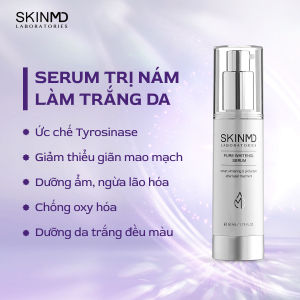 Bộ đôi xóa mờ nám sạm phục hồi làn da giãn mao mạch và dưỡng da sáng đều màu Skinmd Pure Whitenol Serum và Cream Intensive