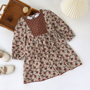 Bear Leader Kids Clothing Girls Casual Dresses Autumn Flower Long Sleeves Princess Dress for 3 4 5 6 7 Years Childrens Patchwork Clothes