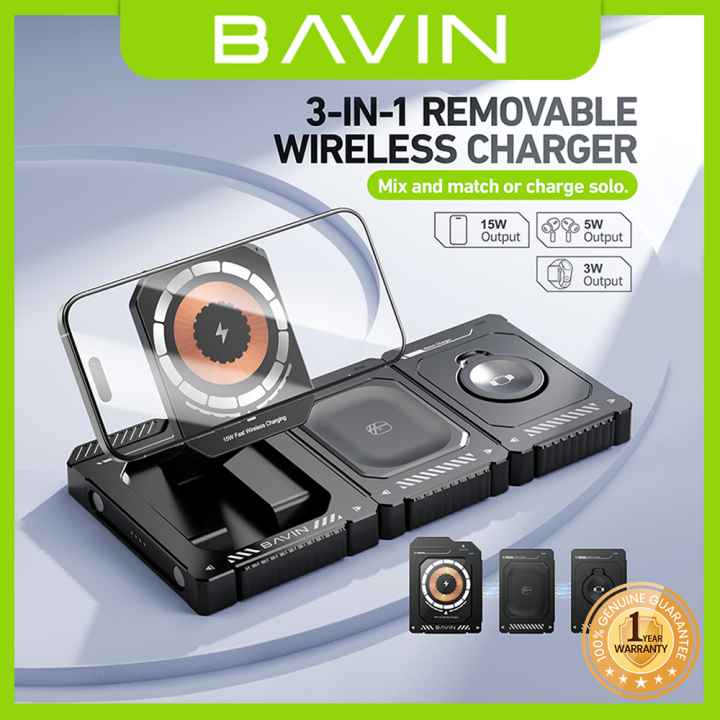 BAVIN PC2032 Removable in Wireless Magnetic Charger 15W Wireless  Charging Station for iPh Devices/Earbuds/iPh Watch Lazada PH