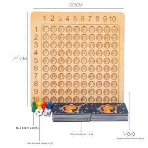 Multiplication Table Board Math Learning Toy Wooden Montessori Inspired Number Puzzle Homeschool Classroom Practice