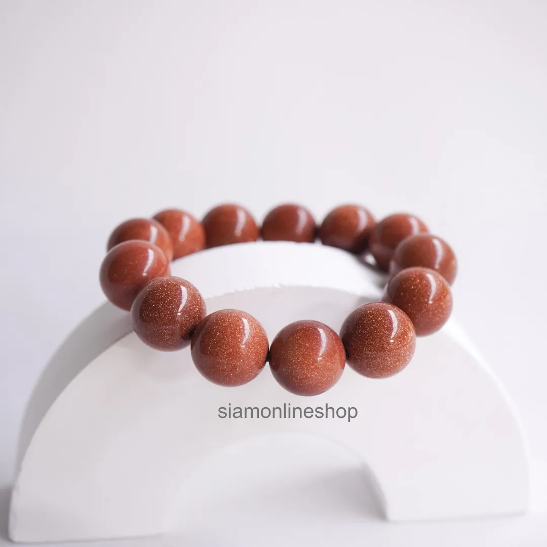 Gold Stone หินมงคล หินทรายทอง เลือกขนาดเม็ดหินได้ (4-20 มม.) หินแห่งความเจริญรุ่งเรือง สร้อยข้อมือหินแท้
