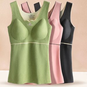 XINGG39 Elastic Autumn Thin Seamless with Chest Pad Warm Dralon Vest Women s Underwear Thermal Camisoles Slim Waistcoat
