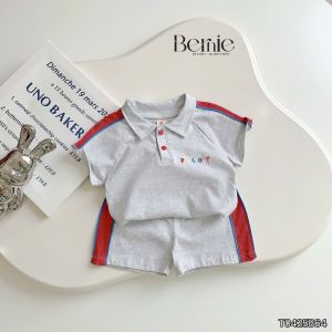 Set bộ polo cho bé trai áo thun tay ngắn họa tiết câụ bé kèm quần short 1 đến 7 tuổi BERNIE T0425B64
