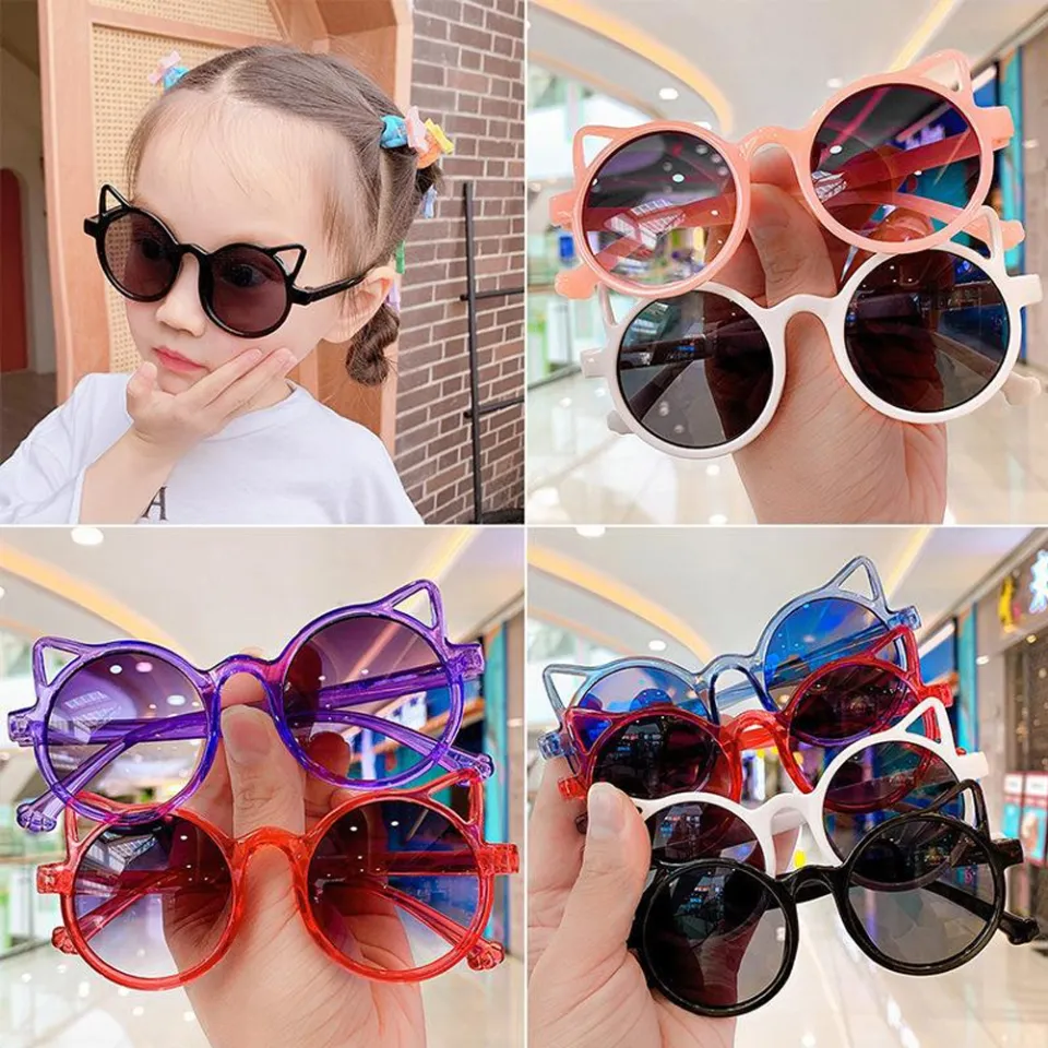 1pc Girls' Flip-up Sun Glasses, Cute Round Sunglasses With Uv Protection &  Photo Taking Function | SHEIN USA