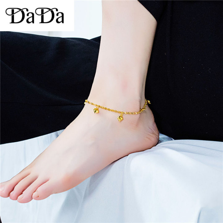 Original 916k gold anklet female gold chain heart jewelry small