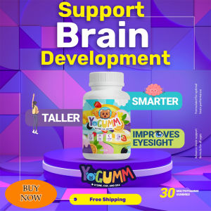 Beautiflies Yogumm Multivitamins for Kids Lysine CGF and DHA Brain Booster Eye Support Support Brain Development Immune System Height Growth Taller Smarter For kids teens and adult Yogumm Brain Booster Yogumm Vitamins Brain Kid DHA