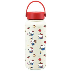 1000ml Stainless Steel Flower Tumbler Bottle With Straw Cute Floral Thermos Insulated Cup Birthday Present Gift Teacher Comel Termos Botol Bunga Tahan Panas Sejuk Hadiah Guru