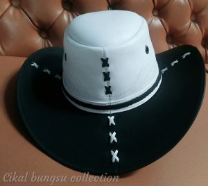 Promo Topi koboy kulit domba fashion pria asli Garut bisa request warna. (cod) - topi kulit koboy
