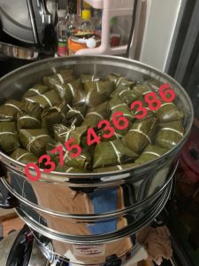 Nồi hấp bánh lá khoai lang mắm chưngtrứng hải sản pate chạy điện 3 tầng hấp 52cm