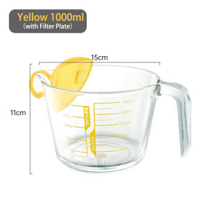 Gelas Ukur Kaca พร้อมเครื่องชั่งในตัวแผ่นกรองถ้วยไข่อบชามตีอุปกรณ์ทำครัวสำหรับเบเกอรี่