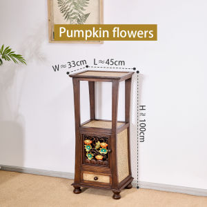 ตู้เว้าบานแกะลายฟักทอง ลายดอกบัว 3ลิ้นชัก ตู้ไม้แกะ ตู้วางของ ตู้วินเทจ ตู้โบราณ ตู้เก็บของ ตู้แกะสลัก ตู้ไม้ ตู้เก็บเอกสาร จัดส่งฟรี