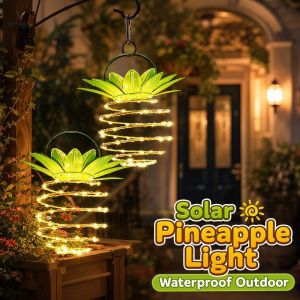 Pineapple Solar Hanging Lantern Ip65 Waterproof Outdoor Decorative Light For Ramadan Garden Yard Porch Patio
