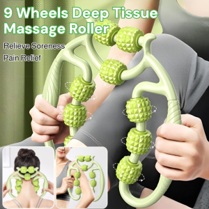 9 Wheels Massage Roller Massager for Leg Neck Arm Slimming Pain Relief Muscle Relaxer Foam Roller Thigh Rin
